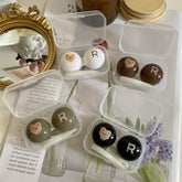 Estuche para lentes de contacto de colores retro de estilo frío para niña